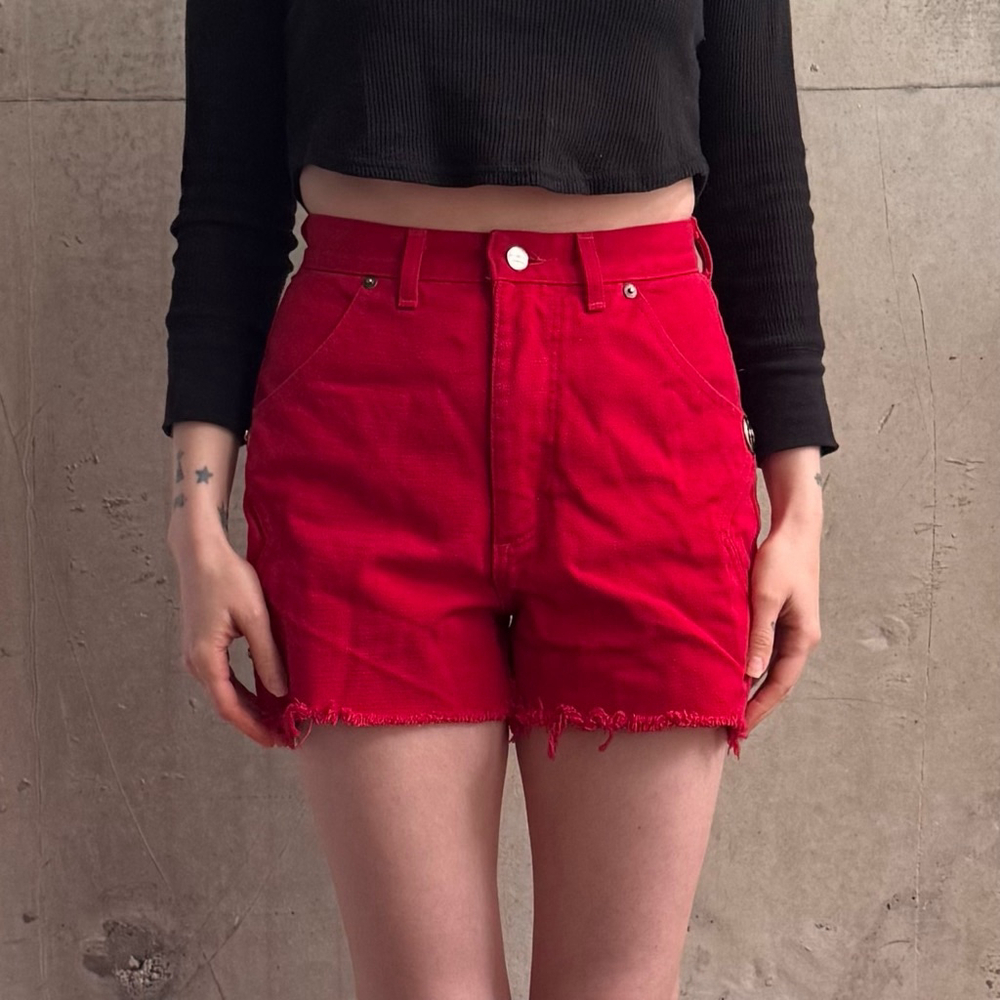 Vintage High Waisted Red Denim Western Shorts Size 7
